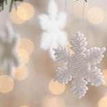 White Glitter Snowflake Ornaments