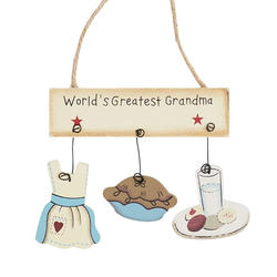 "World's Greatest Grandma" Wood Ornament Sign