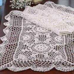 White Crocheted Doily Table Runner