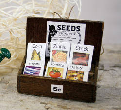 Dollhouse Miniature Garden Seed Display Case