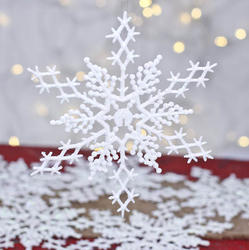 White Iridescent Glittered Snowflake Ornaments