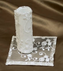 White Embroidered Cake Pillar Covers