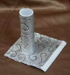 Silver Embroidered Cake Pillar Covers