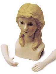 Darice Sarah Porcelain Doll Head and Arms - True Vintage