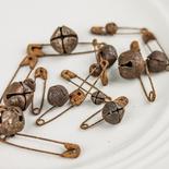 Rusty Tin Safety Pins and Jingle Bells