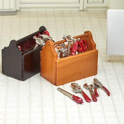Miniature Dollhouse Tool Box With Tools 1:12 Scale New 