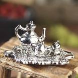Dollhouse Miniature Silver Tea Set