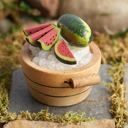 Miniature Wooden Bucket with Ice Cold Watermelon