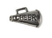 Antiqued Silver Megaphone "Cheer" Charms