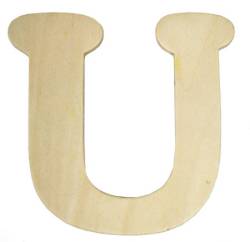 Unfinished Wooden Letter "U"
