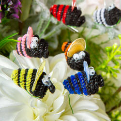 Package of 12 Multi Color Chenille Bumble Bees - True Vintage