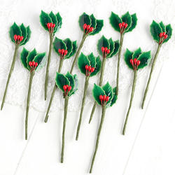 Miniature Lacquered Holly Leaf Picks