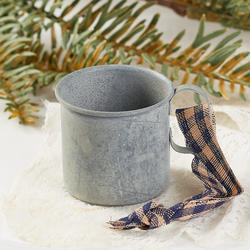 Miniature Antique Gray Tin Measuring Cup Ornament
