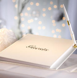 White Guest Book with Pen Set