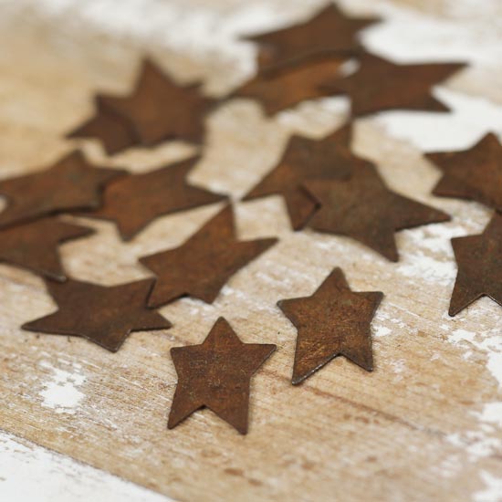 Primitive Kitchen` Rusty Life Size`Muffin Pan` With `Cut Out Stars`
