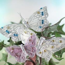 Assorted Glitter and Rhinestone Artificial Butterflies