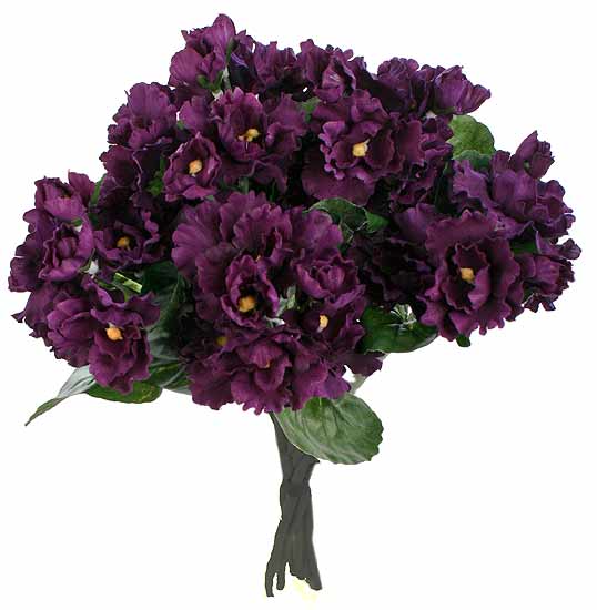 16" Purple Violet Silk Floral Bouquet - Bushes + Bouquets - Floral