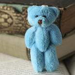 Miniature Plush Jointed Blue Teddy Bear