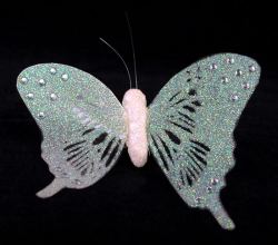 Iridescent White Glittery Artificial Butterflies
