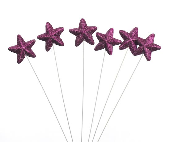 Purple Glitter Dimensional Star Picks - Picks and Stems - Floral ...