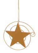 Gold Metal Swirl Wood Star Ornament