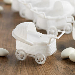 White Baby Carriage Shower Favors