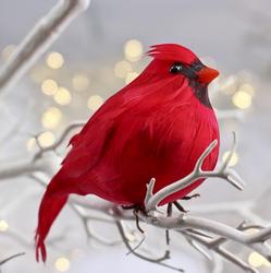 Plump Artificial Feathered Red Cardinal Bird