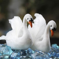 White Flocked Artificial Swans