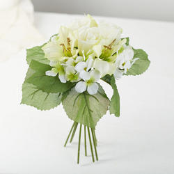 Cream Artificial Rose, Hydrangea, and Daylily Bundle