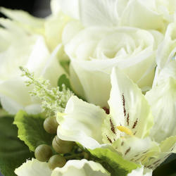 Cream Artificial Hydrangea, Alstroemeria, and Rose Bundle