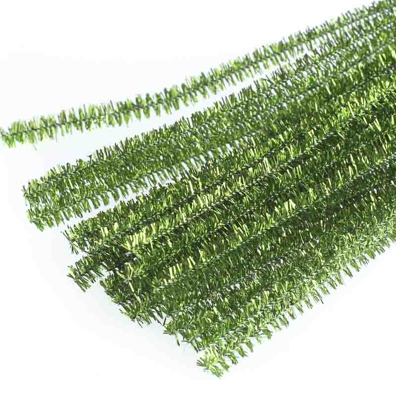 Apple Green Metallic Tinsel Pipe Cleaners - Pipe Cleaners - Chenille ...