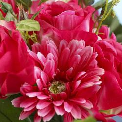 Fuchsia Artificial Rose and Gerbera Daisy Bundle
