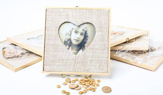 Unfinished Wood with Heart Photo Frame Kit - Picture ...