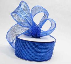 Royal Blue Metallic Poly Deco Mesh Ribbon