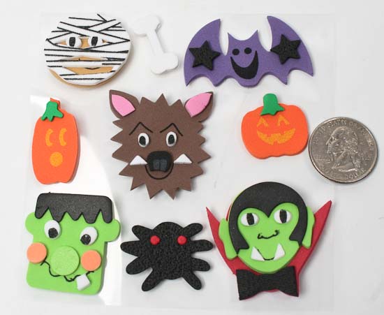 3-D Foam Sticker Halloween Monsters - 9 Pieces - Fall Craft Supplies ...