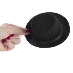 Black Flocked Felt Oval Top Doll Hat