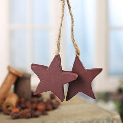 Primitive Wood Star Jute Trim Ornament