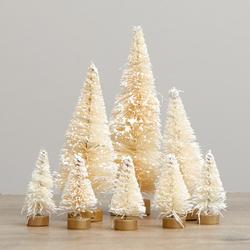 Assorted Frosted Cream Bottle Brush Trees