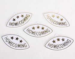 White and Gold "Homecoming" Plastic Football Charms