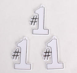 White and Silver Plastic "#1" Charms