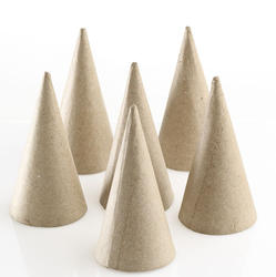 Package of 6 Assorted Size Paper Mache Doll Cones