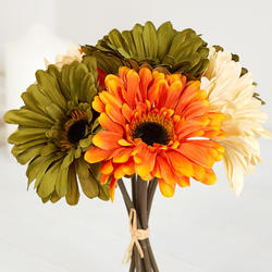 Orange, Yellow and Sage Artificial Gerbera Daisy Bouquet