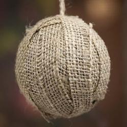 Rustic Burlap Ball Ornament