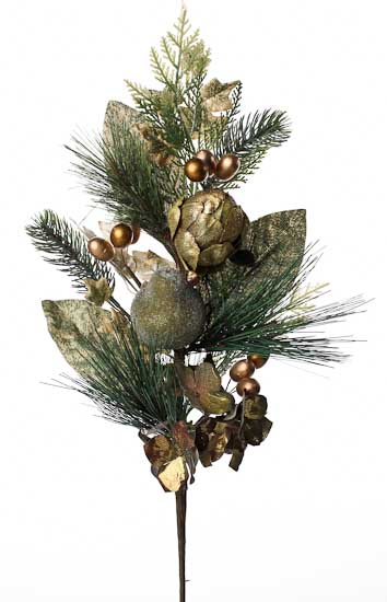 Artificial Pear and Gold Berry Pine Spray - Holiday Florals - Christmas ...