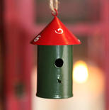 Mini Green and Red Tin Birdhouse