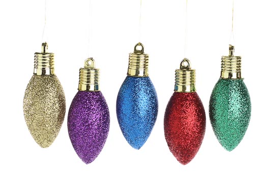 Assorted Glitter Light Bulb Ornaments - Christmas Ornaments - Christmas ...
