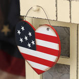 Americana Heart Flag Wood Ornament