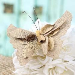 Rustic Natural Burlap Artificial Butterfly
