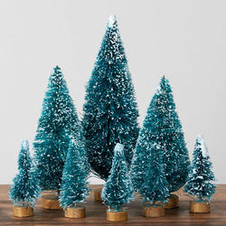 Assorted Frosted Green Bottle Brush Trees