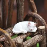 Miniature Sleeping White Cat Figurine